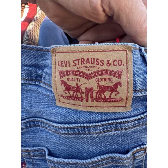 Levi’s Wedgie Straight Jeans Women's 27x28 Blue Button Fly Stretch Fit Comfort - Picture 9 of 10